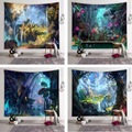 Enchanted Fantasy Forest Tapestry | Magic Castle Giant Mushroom Wall Hanging Decor