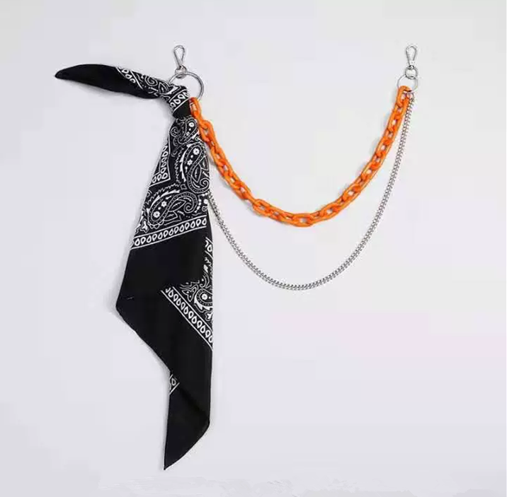 Paisley Bandana Pants Chain 2 Layers Waist Chain, Hip Hop Streetwear Detachable Bandana Jean Chain Wallet Key Chain for Jeans Decoration