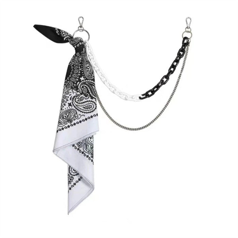 Paisley Bandana Pants Chain 2 Layers Waist Chain, Hip Hop Streetwear Detachable Bandana Jean Chain Wallet Key Chain for Jeans Decoration