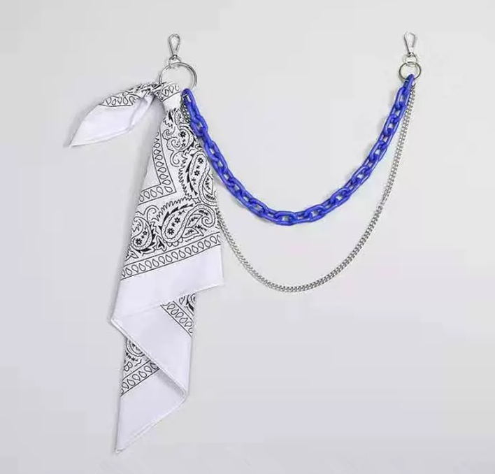 Paisley Bandana Pants Chain 2 Layers Waist Chain, Hip Hop Streetwear Detachable Bandana Jean Chain Wallet Key Chain for Jeans Decoration