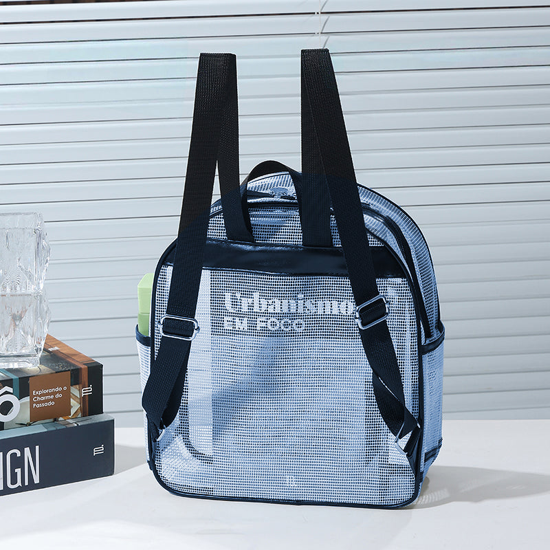 Breathable Hollow Mesh Small Backpack, Lightweight Transparent Mesh Casual Backpack with Front Pocket