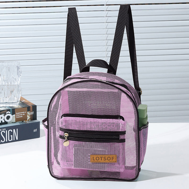 Breathable Hollow Mesh Small Backpack, Lightweight Transparent Mesh Casual Backpack with Front Pocket