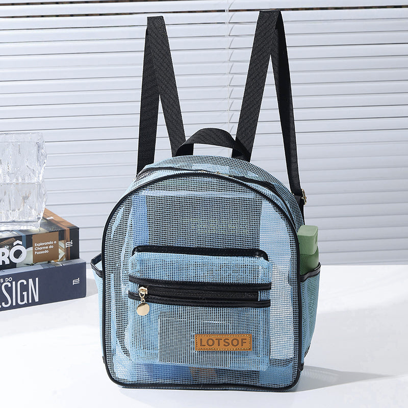 Breathable Hollow Mesh Small Backpack, Lightweight Transparent Mesh Casual Backpack with Front Pocket