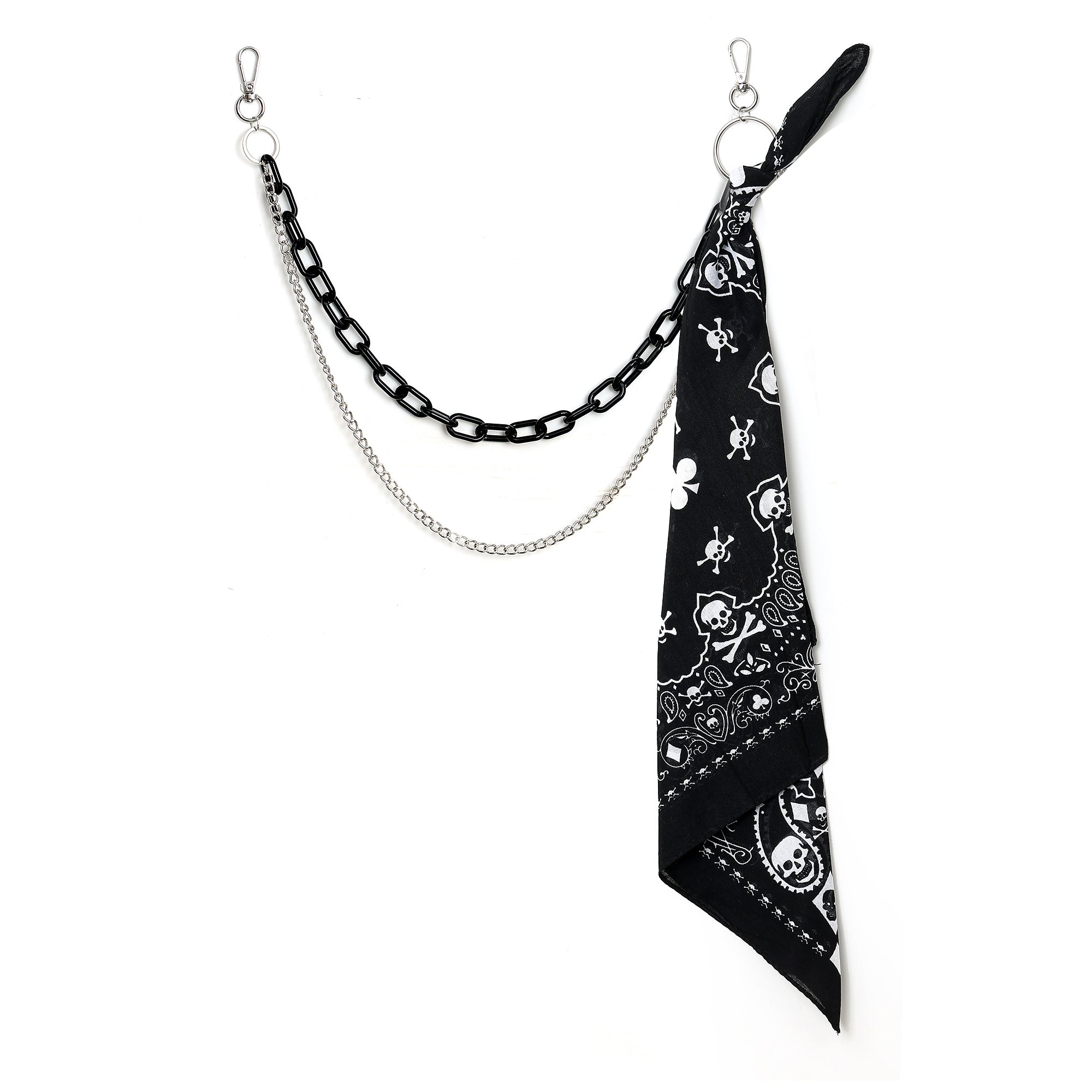 Paisley Bandana Pants Chain 2 Layers Waist Chain, Hip Hop Streetwear Detachable Bandana Jean Chain Wallet Key Chain for Jeans Decoration