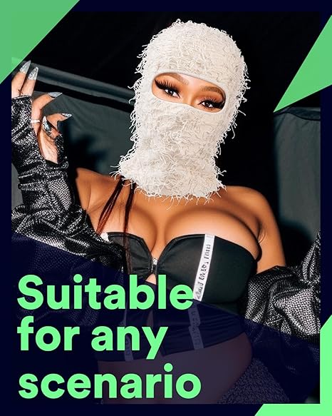 Distressed Ski Mask Balaclava, Yeat Shiesty Fluffy Knitted Full Face | Highly stretchy construction