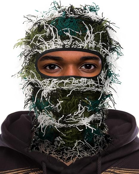 Distressed Ski Mask Balaclava, Yeat Shiesty Fluffy Knitted Full Face | Highly stretchy construction