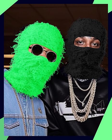 Distressed Ski Mask Balaclava, Yeat Shiesty Fluffy Knitted Full Face | Highly stretchy construction