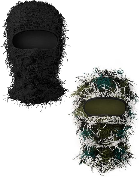 Distressed Ski Mask Balaclava, Yeat Shiesty Fluffy Knitted Full Face | Highly stretchy construction