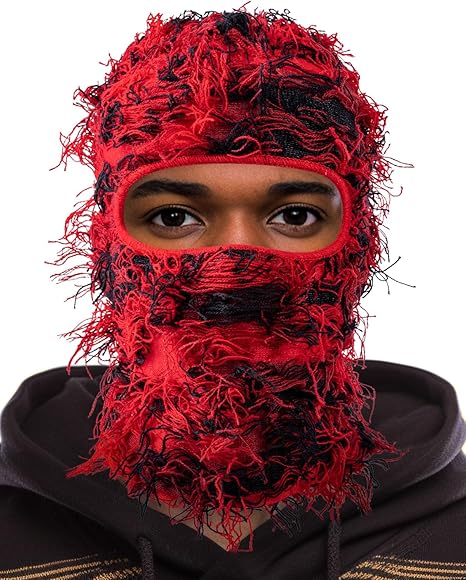 Distressed Ski Mask Balaclava, Yeat Shiesty Fluffy Knitted Full Face | Highly stretchy construction
