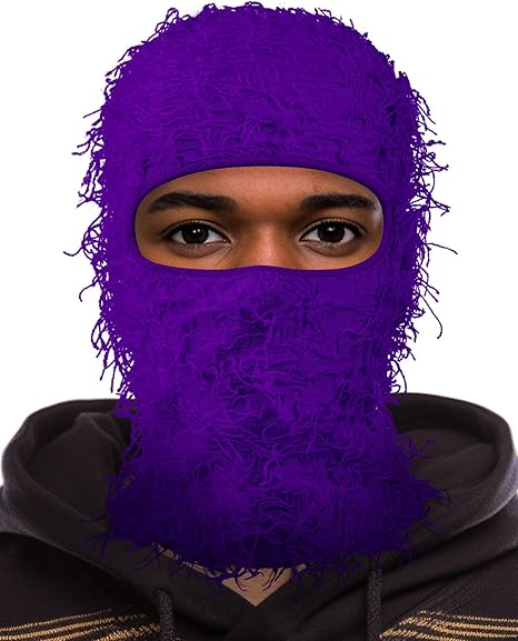 Distressed Ski Mask Balaclava, Yeat Shiesty Fluffy Knitted Full Face | Highly stretchy construction