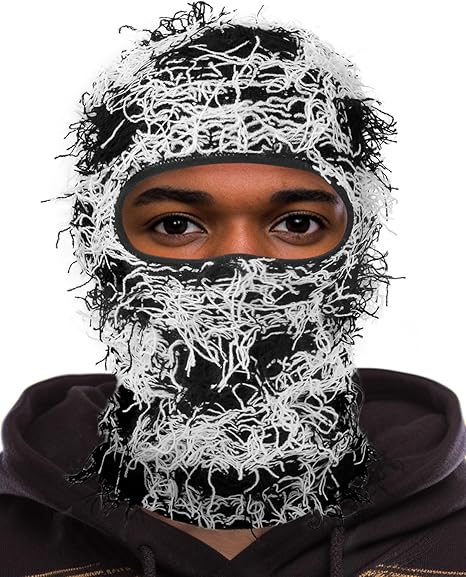 Distressed Ski Mask Balaclava, Yeat Shiesty Fluffy Knitted Full Face | Highly stretchy construction
