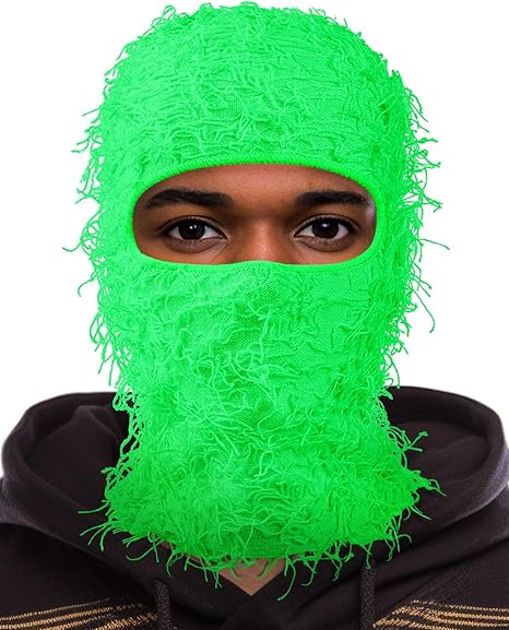 Distressed Ski Mask Balaclava, Yeat Shiesty Fluffy Knitted Full Face | Highly stretchy construction