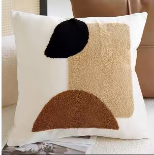Neutral Abstract Tufted Throw Pillow Cover | Modern Boho Sofa Cushion Decor