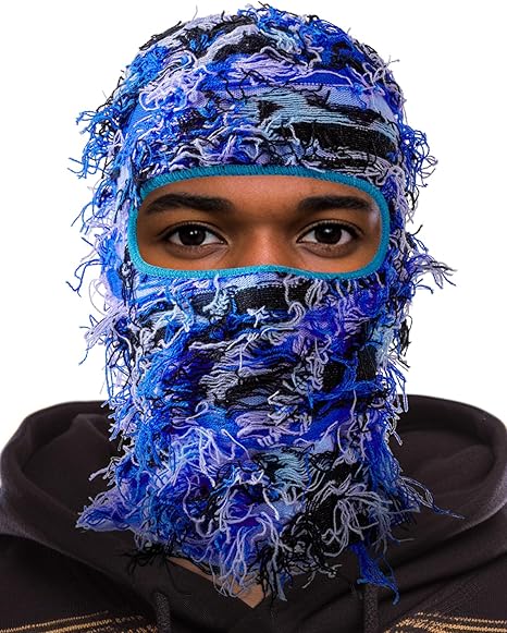 Distressed Ski Mask Balaclava, Yeat Shiesty Fluffy Knitted Full Face | Highly stretchy construction