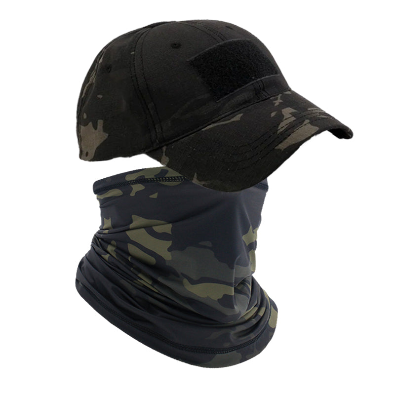 Camo Hats for Men with Cooling Sun UV Neck Gaiter Military Tactical Hunting Hat for Running Hiking Baseball Cap