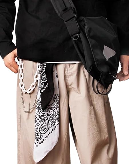 Paisley Bandana Pants Chain 2 Layers Waist Chain, Hip Hop Streetwear Detachable Bandana Jean Chain Wallet Key Chain for Jeans Decoration