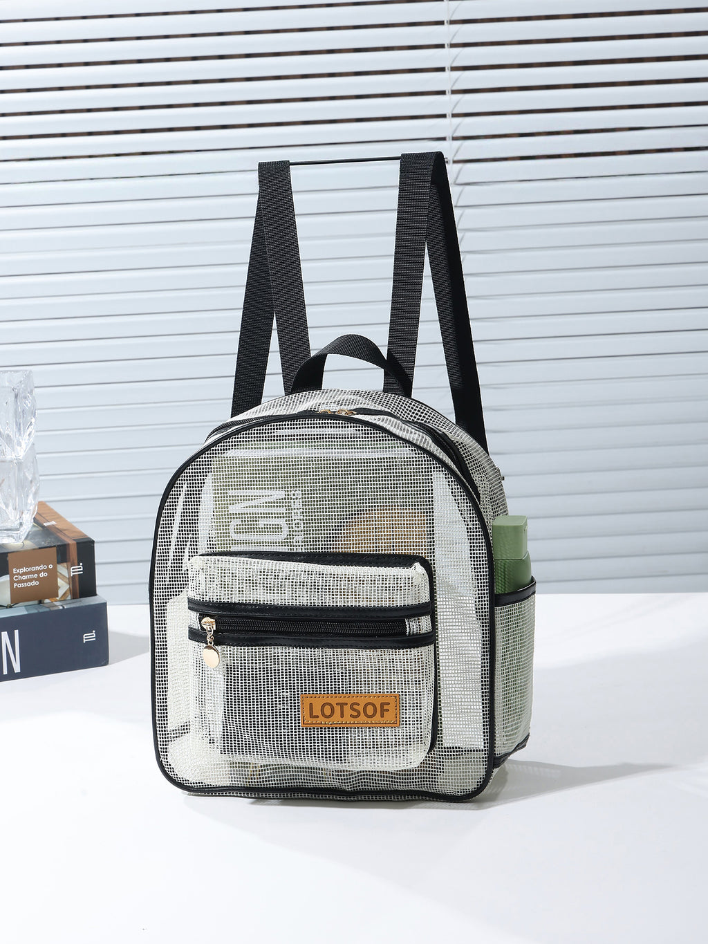Breathable Hollow Mesh Small Backpack, Lightweight Transparent Mesh Casual Backpack with Front Pocket
