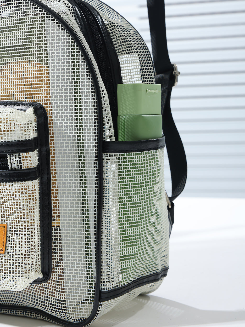 Breathable Hollow Mesh Small Backpack, Lightweight Transparent Mesh Casual Backpack with Front Pocket