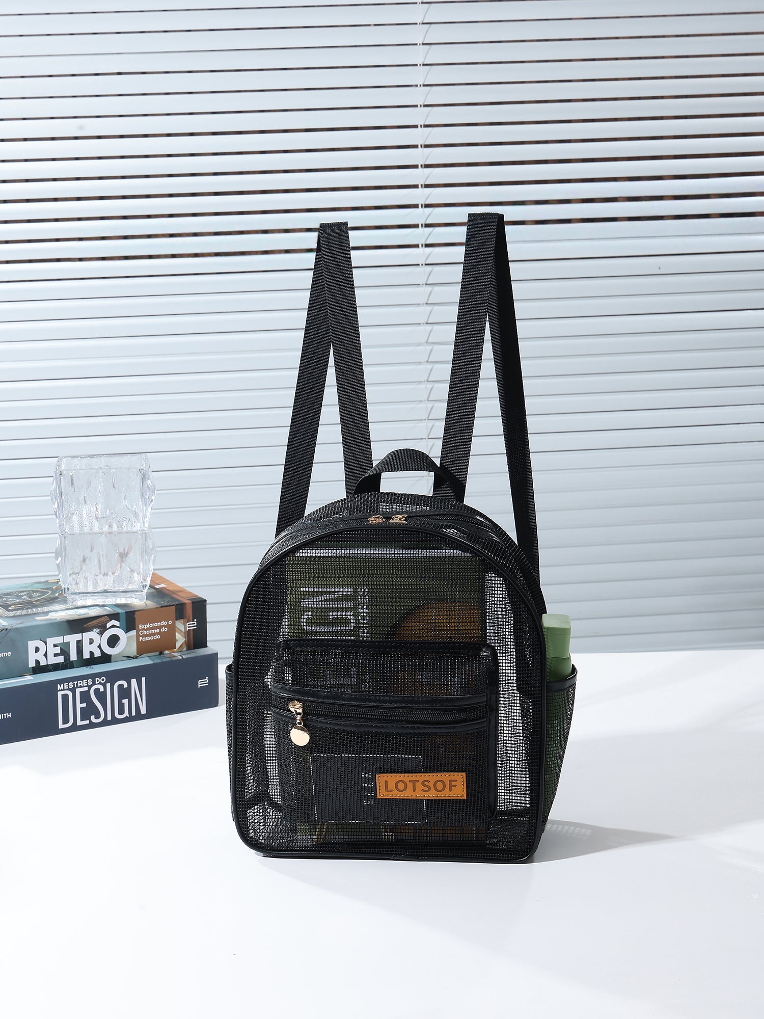 Breathable Hollow Mesh Small Backpack, Lightweight Transparent Mesh Casual Backpack with Front Pocket