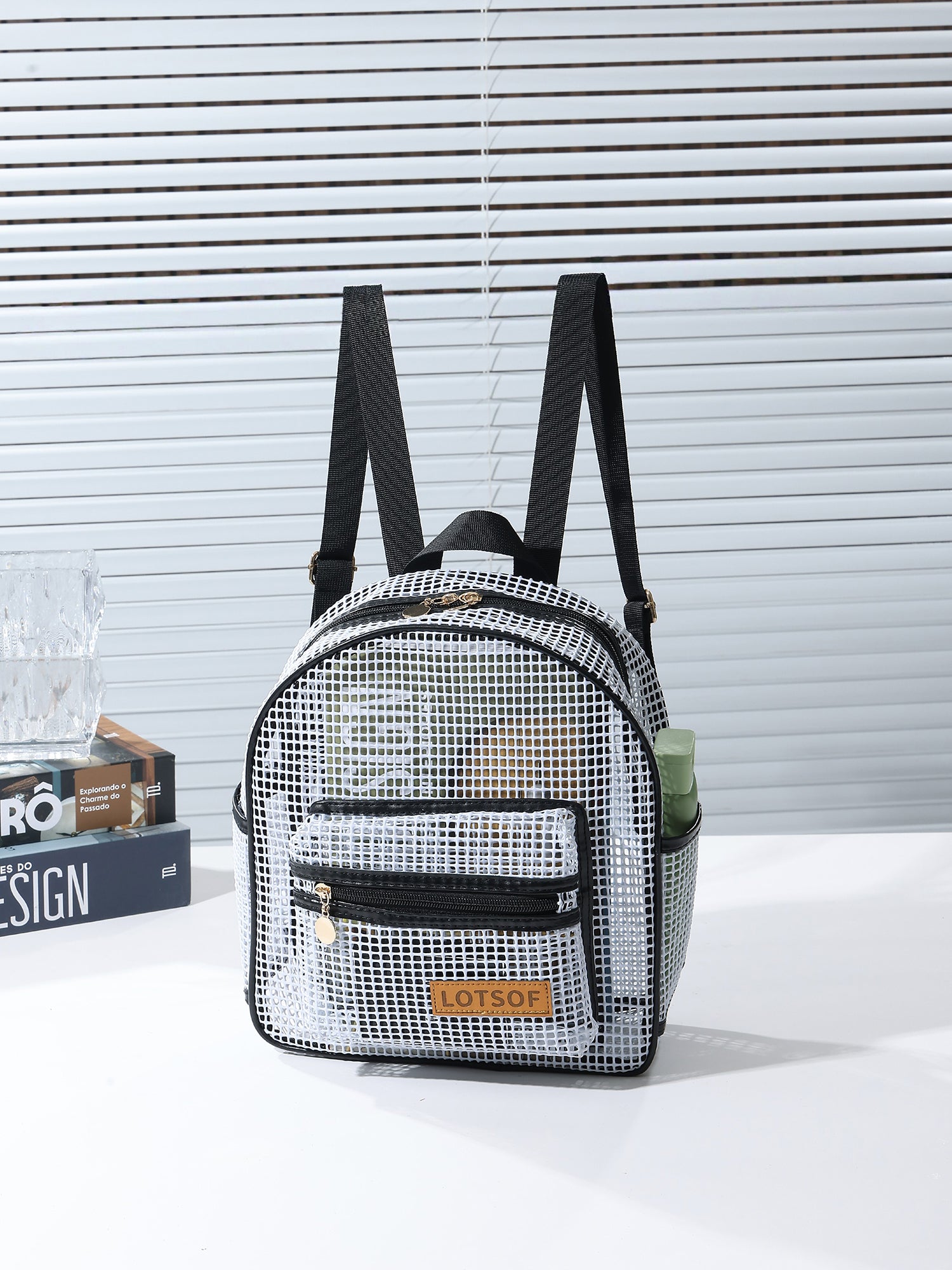 Breathable Hollow Mesh Small Backpack, Lightweight Transparent Mesh Casual Backpack with Front Pocket