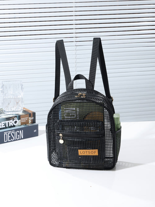 Breathable Hollow Mesh Small Backpack, Lightweight Transparent Mesh Casual Backpack with Front Pocket