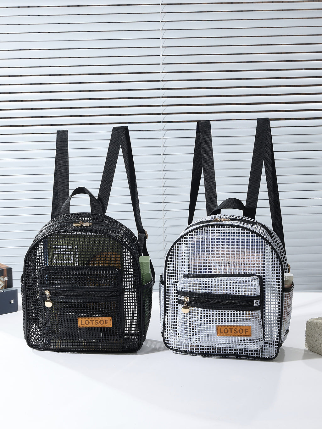 Breathable Hollow Mesh Small Backpack, Lightweight Transparent Mesh Casual Backpack with Front Pocket