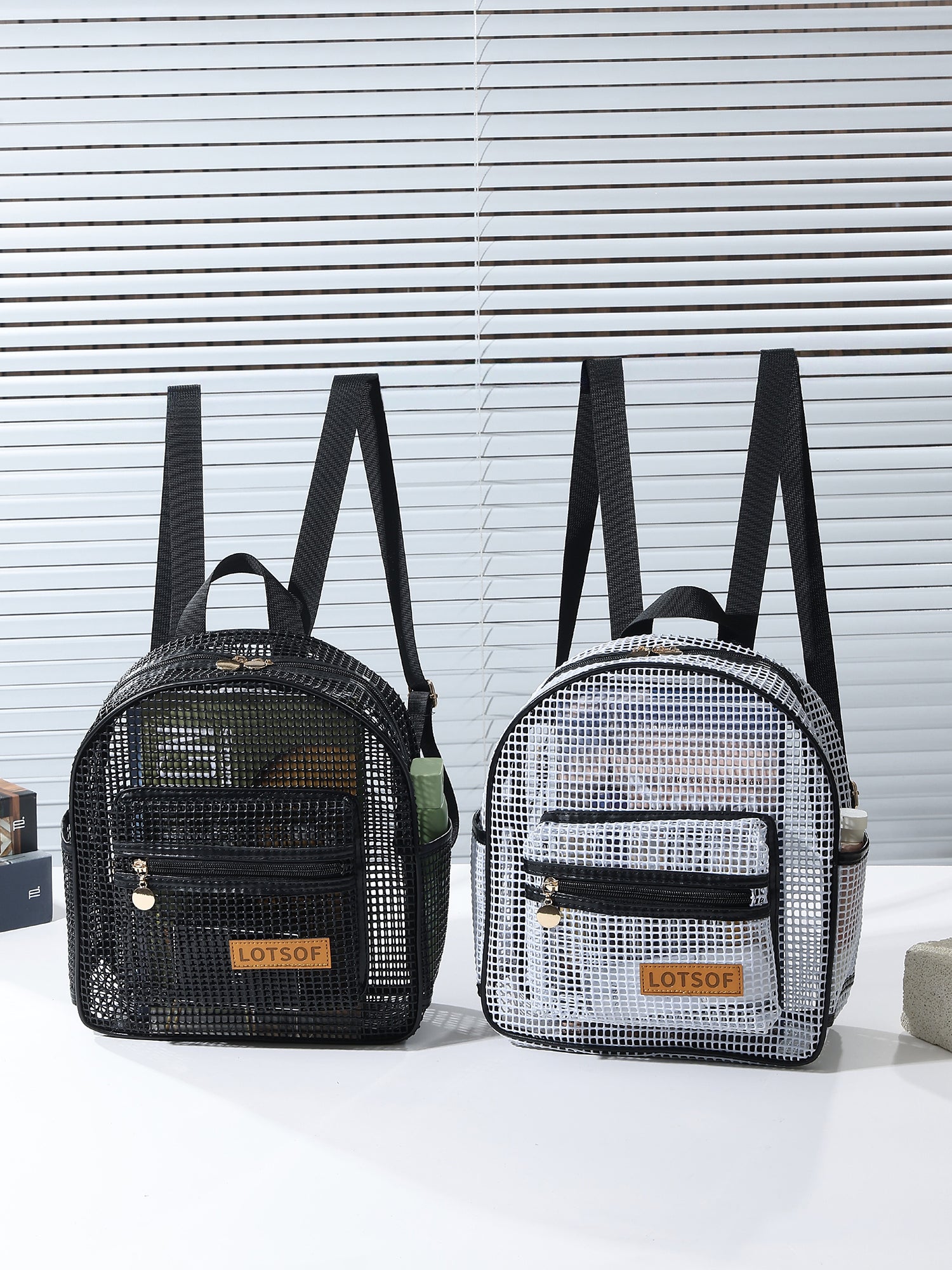 Breathable Hollow Mesh Small Backpack, Lightweight Transparent Mesh Casual Backpack with Front Pocket