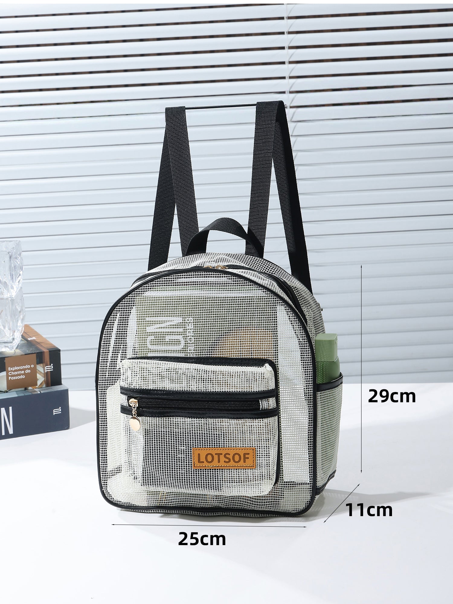 Breathable Hollow Mesh Small Backpack, Lightweight Transparent Mesh Casual Backpack with Front Pocket