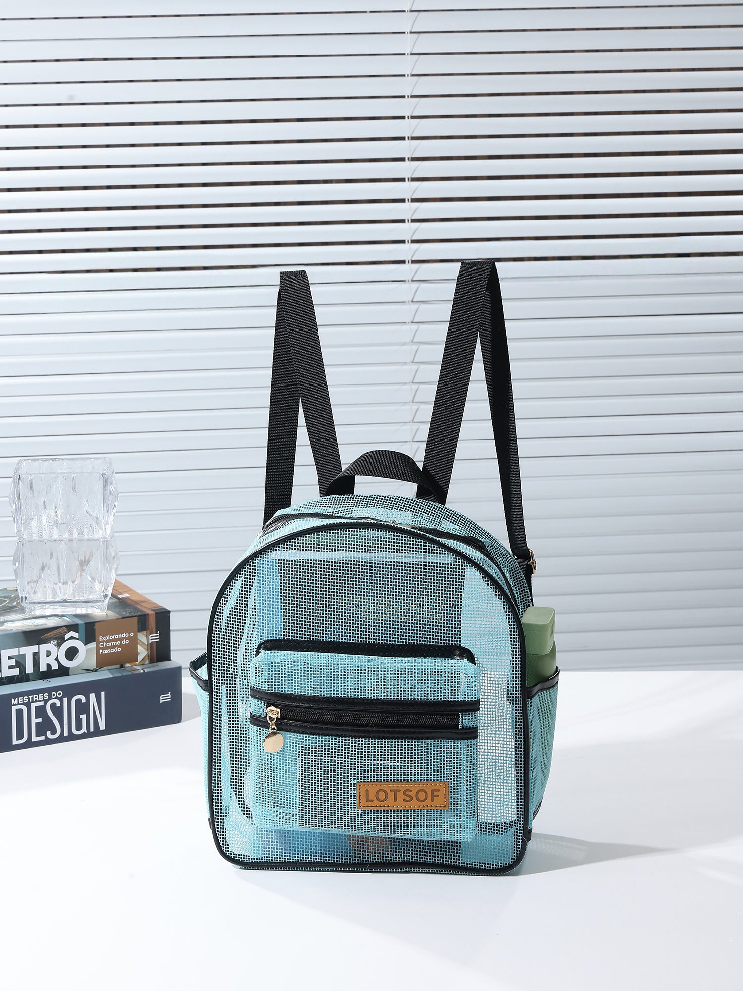 Breathable Hollow Mesh Small Backpack, Lightweight Transparent Mesh Casual Backpack with Front Pocket