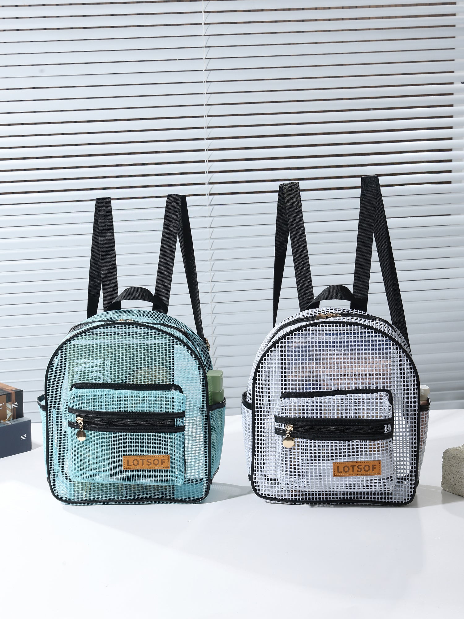 Breathable Hollow Mesh Small Backpack, Lightweight Transparent Mesh Casual Backpack with Front Pocket