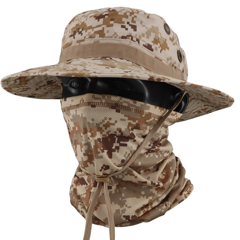Black Python Camo Boonie Hat & Neck Gaiter 2Pcs Set, Wide Brim Tactical Sun Hat with Matching Snake Skin Pattern Face Cover for Hunting Fishing Outdoor Sports