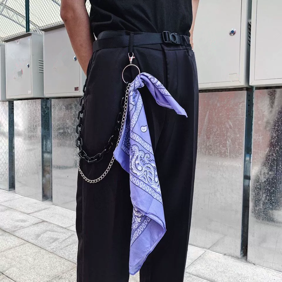 Paisley Bandana Pants Chain 2 Layers Waist Chain, Hip Hop Streetwear Detachable Bandana Jean Chain Wallet Key Chain for Jeans Decoration