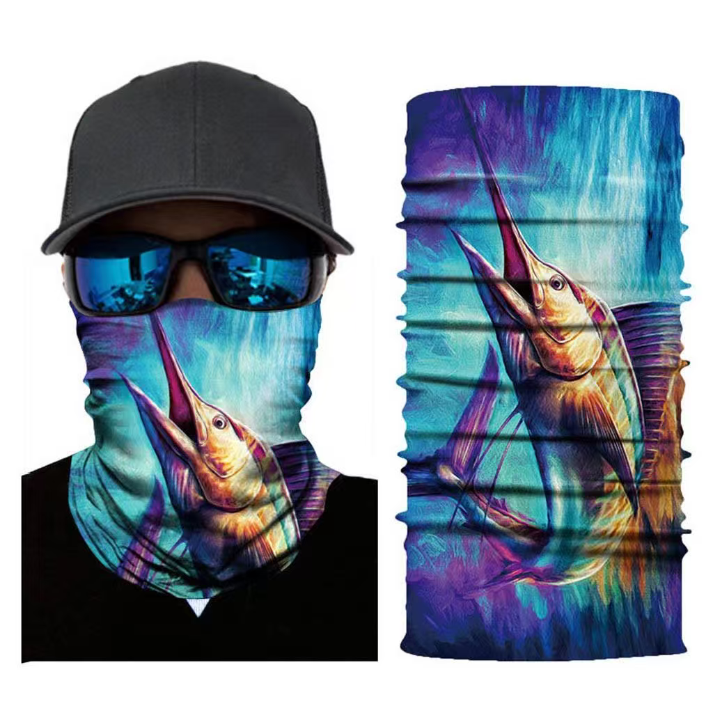 Colorful Marlin Fish Print Neck Gaiter | UV Protection Fishing Outdoor Face Bandana