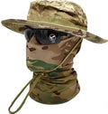 2 in 1 Camo Boonie Hat & Neck Gaiter Set, Wide Brim Tactical Bucket Hat with Detachable Sun Protection Face Cover for Hunting Fishing Outdoor